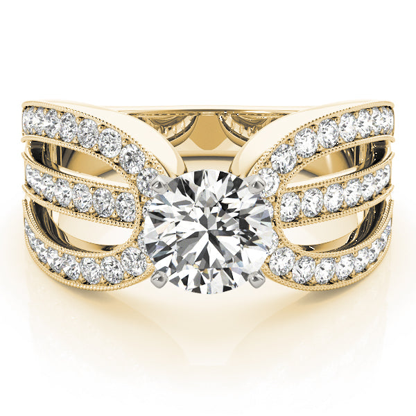 Adored Multi-Row Round Diamond Engagement Ring — 9K/18K Gold & Platinum
