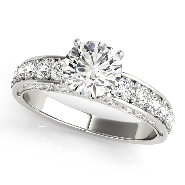 Resplendent Multi-Row Round Diamond Engagement Ring — 9K/18K Gold & Platinum