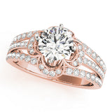 Cherished Multi-Row Round Diamond Engagement Ring — 9K/18K Gold & Platinum