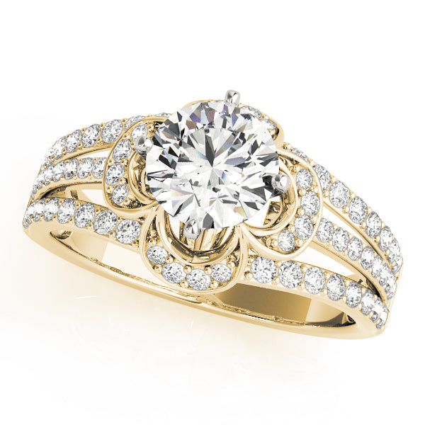 Cherished Multi-Row Round Diamond Engagement Ring — 9K/18K Gold & Platinum