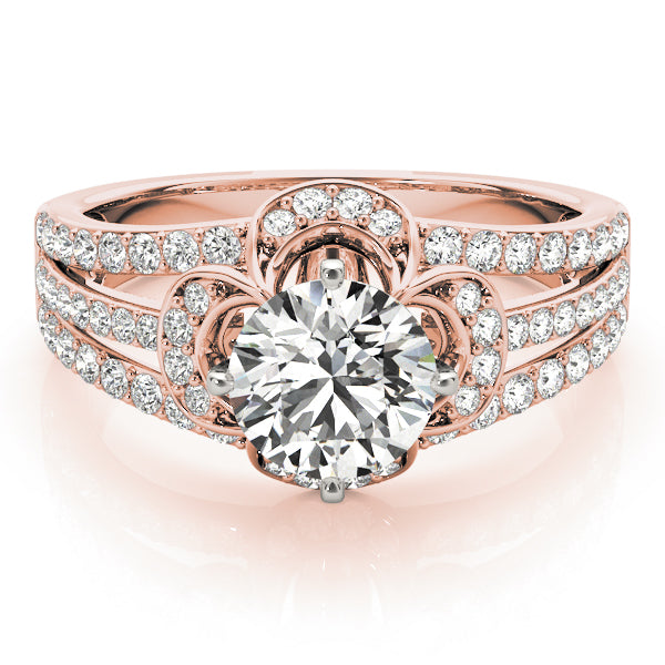 Cherished Multi-Row Round Diamond Engagement Ring — 9K/18K Gold & Platinum