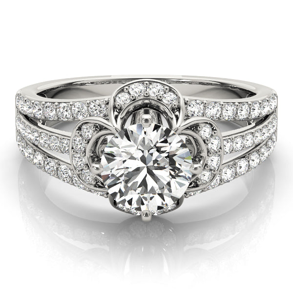 Cherished Multi-Row Round Diamond Engagement Ring — 9K/18K Gold & Platinum