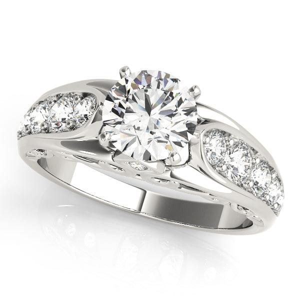 Noble Prong-Set Round Diamond Engagement Ring — 9K/18K Gold & Platinum