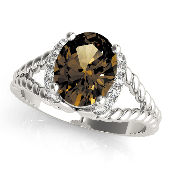 Majestic Color Rings Oval Diamond Engagement Ring — 9K/18K Gold & Platinum