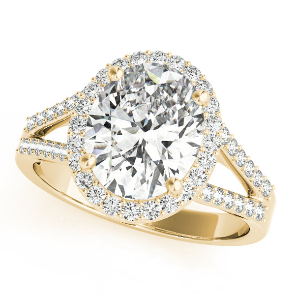 Sculpted Color Rings Oval Diamond Engagement Ring — 9K/18K Gold & Platinum