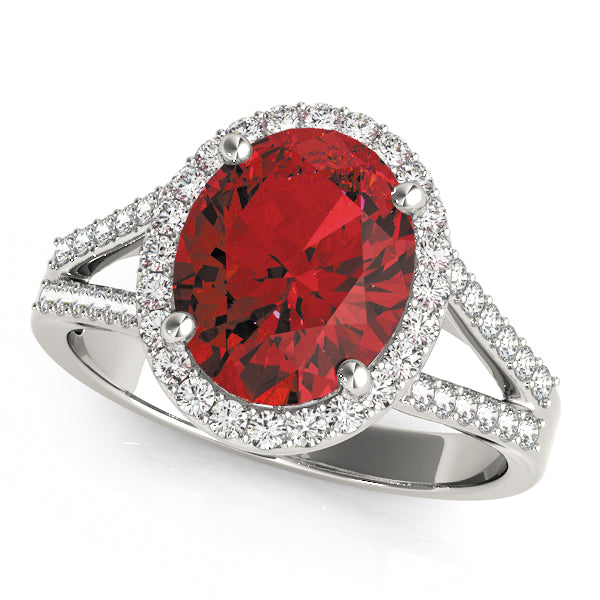 Sculpted Color Rings Oval Diamond Engagement Ring — 9K/18K Gold & Platinum