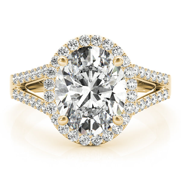 Sculpted Color Rings Oval Diamond Engagement Ring — 9K/18K Gold & Platinum