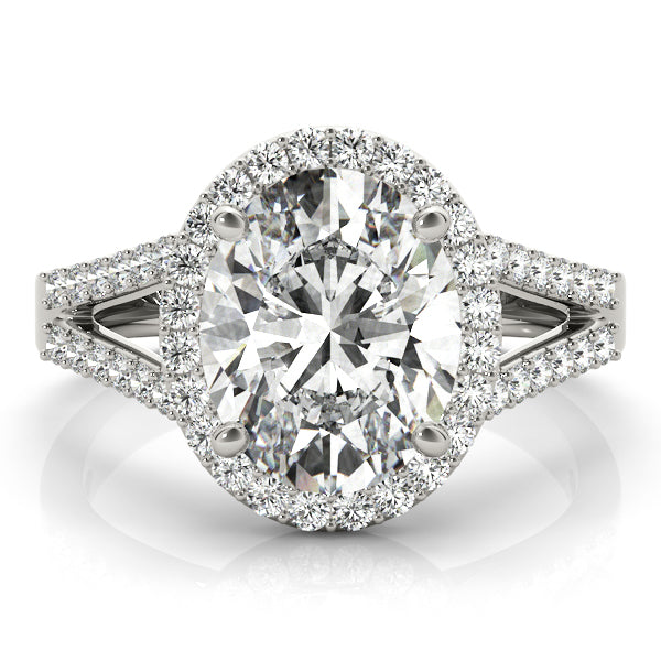Sculpted Color Rings Oval Diamond Engagement Ring — 9K/18K Gold & Platinum