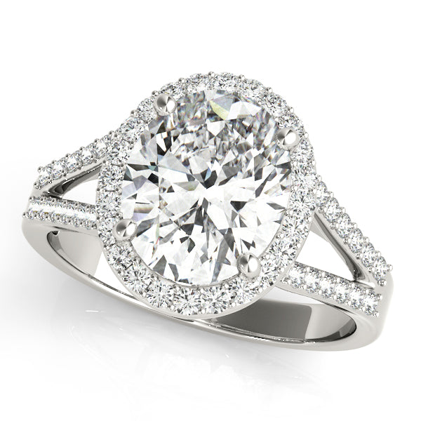 Sculpted Color Rings Oval Diamond Engagement Ring — 9K/18K Gold & Platinum