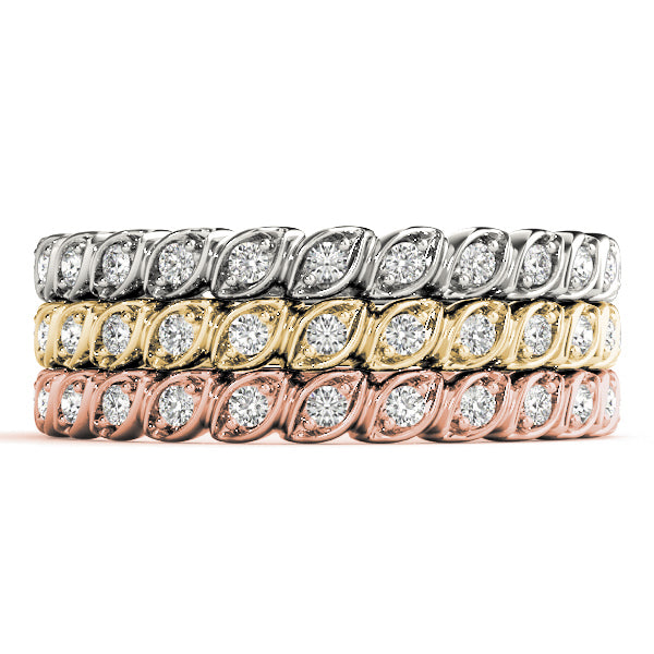 Prong Set Half Eternity Ring in Gold & Platinum