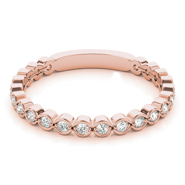 Scalloped Stackable Bezel Set Half Eternity Ring in Gold & Platinum