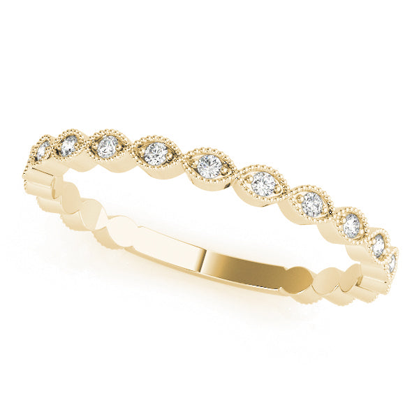 Marquise Shaped Milgrain Stackable Half Eternity Ring in Gold & Platinum