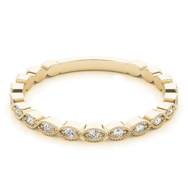 Marquise Shaped Milgrain Stackable Half Eternity Ring in Gold & Platinum