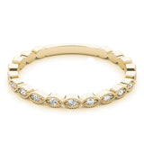 Marquise Shaped Milgrain Stackable Half Eternity Ring in Gold & Platinum