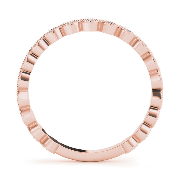 Marquise Shaped Milgrain Stackable Half Eternity Ring in Gold & Platinum
