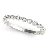 Marquise Shaped Milgrain Stackable Half Eternity Ring in Gold & Platinum