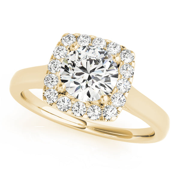 Timeless Halo Round Diamond Engagement Ring — 9K/18K Gold & Platinum