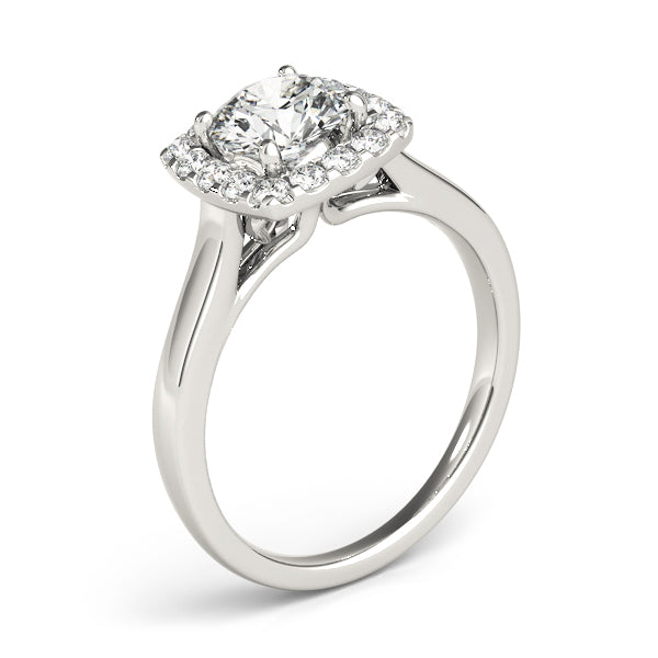 Timeless Halo Round Diamond Engagement Ring — 9K/18K Gold & Platinum