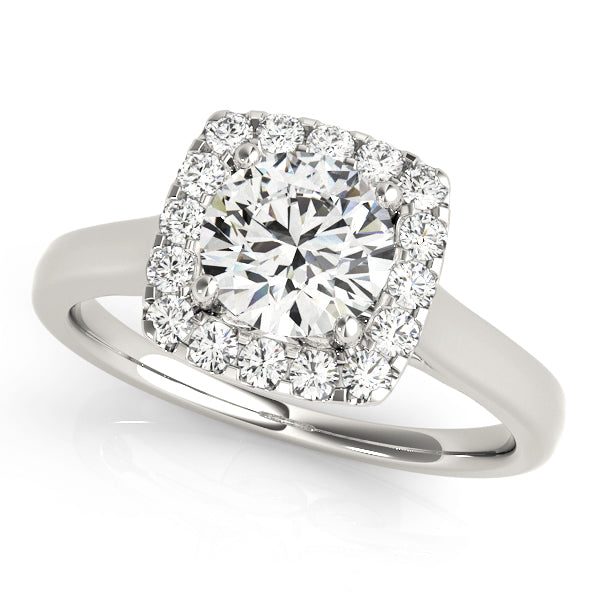 Timeless Halo Round Diamond Engagement Ring — 9K/18K Gold & Platinum