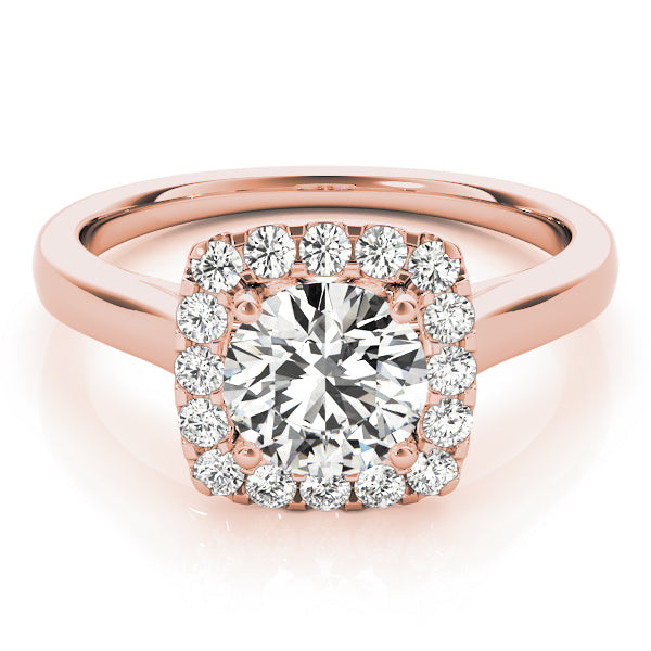 Timeless Halo Round Diamond Engagement Ring — 9K/18K Gold & Platinum