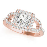 Vintage-Inspired Halo Princess Diamond Engagement Ring — 9K/18K Gold & Platinum