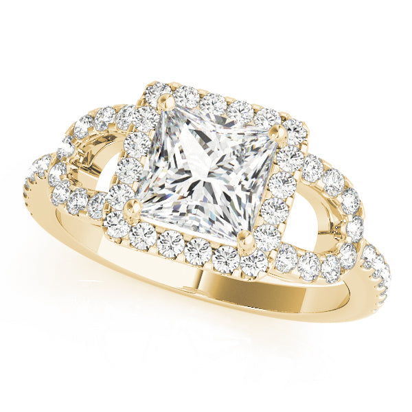 Vintage-Inspired Halo Princess Diamond Engagement Ring — 9K/18K Gold & Platinum