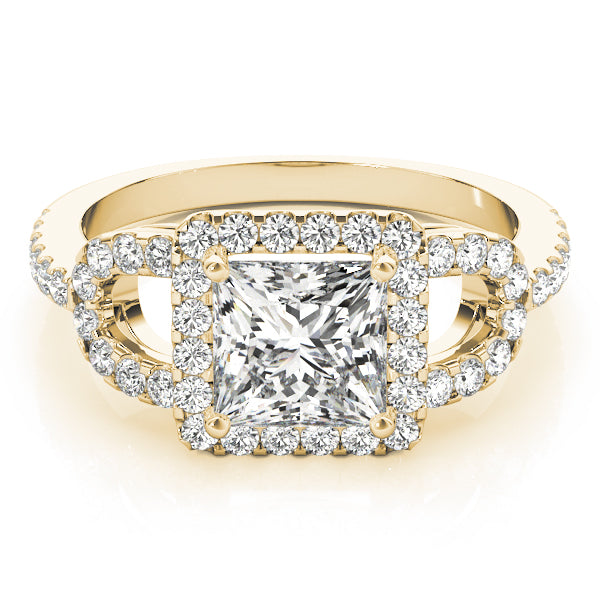 Vintage-Inspired Halo Princess Diamond Engagement Ring — 9K/18K Gold & Platinum