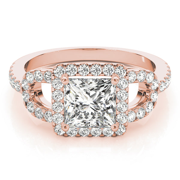 Vintage-Inspired Halo Princess Diamond Engagement Ring — 9K/18K Gold & Platinum