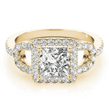 Vintage-Inspired Halo Princess Diamond Engagement Ring — 9K/18K Gold & Platinum