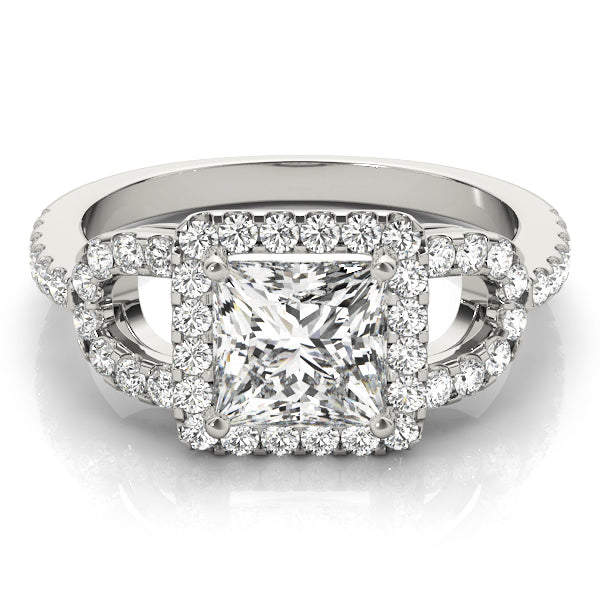 Vintage-Inspired Halo Princess Diamond Engagement Ring — 9K/18K Gold & Platinum