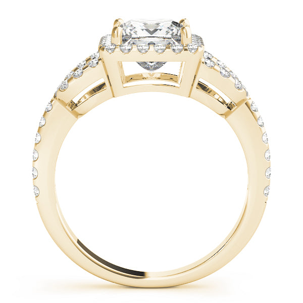 Vintage-Inspired Halo Princess Diamond Engagement Ring — 9K/18K Gold & Platinum