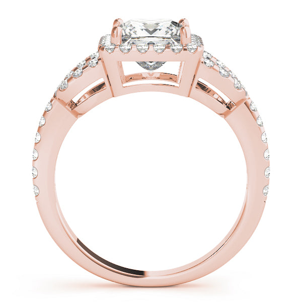 Vintage-Inspired Halo Princess Diamond Engagement Ring — 9K/18K Gold & Platinum