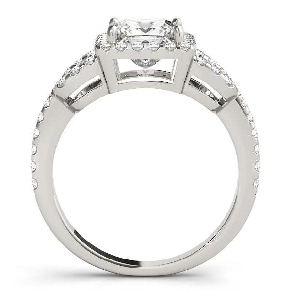 Vintage-Inspired Halo Princess Diamond Engagement Ring — 9K/18K Gold & Platinum