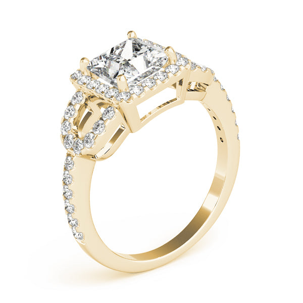 Vintage-Inspired Halo Princess Diamond Engagement Ring — 9K/18K Gold & Platinum