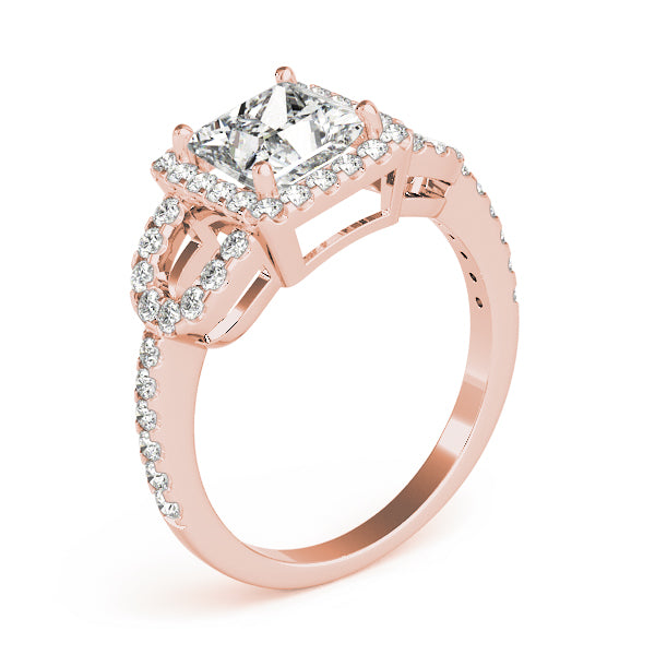 Vintage-Inspired Halo Princess Diamond Engagement Ring — 9K/18K Gold & Platinum