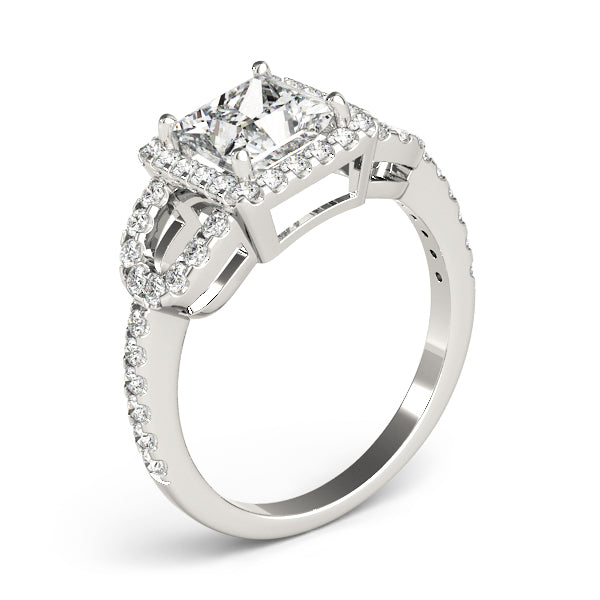 Vintage-Inspired Halo Princess Diamond Engagement Ring — 9K/18K Gold & Platinum