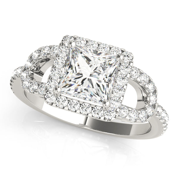Vintage-Inspired Halo Princess Diamond Engagement Ring — 9K/18K Gold & Platinum
