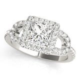 Vintage-Inspired Halo Princess Diamond Engagement Ring — 9K/18K Gold & Platinum