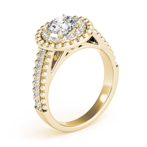 Heirloom Halo Round Diamond Engagement Ring — 9K/18K Gold & Platinum