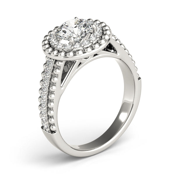 Heirloom Halo Round Diamond Engagement Ring — 9K/18K Gold & Platinum