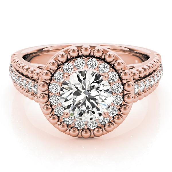 Heirloom Halo Round Diamond Engagement Ring — 9K/18K Gold & Platinum