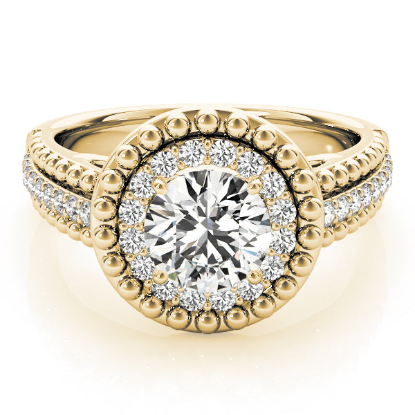 Heirloom Halo Round Diamond Engagement Ring — 9K/18K Gold & Platinum