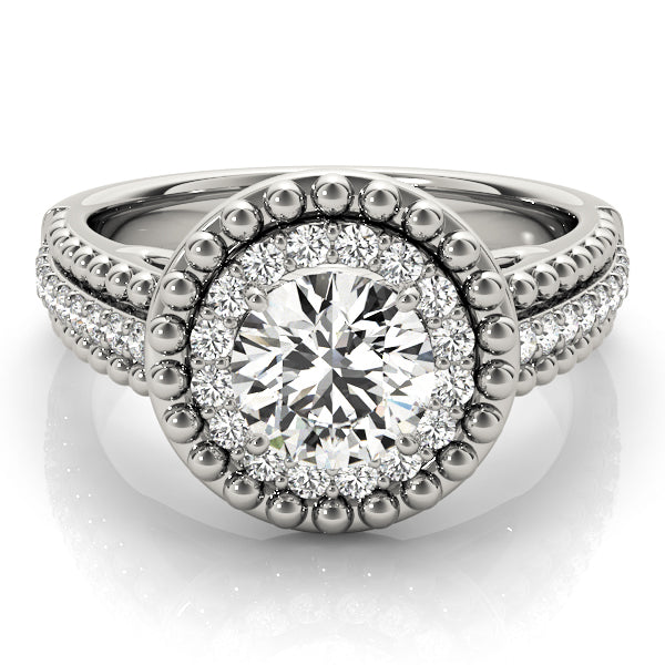 Heirloom Halo Round Diamond Engagement Ring — 9K/18K Gold & Platinum