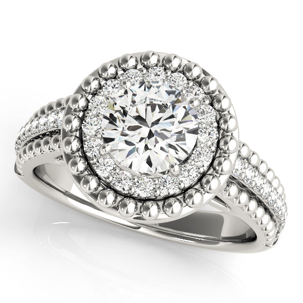 Heirloom Halo Round Diamond Engagement Ring — 9K/18K Gold & Platinum