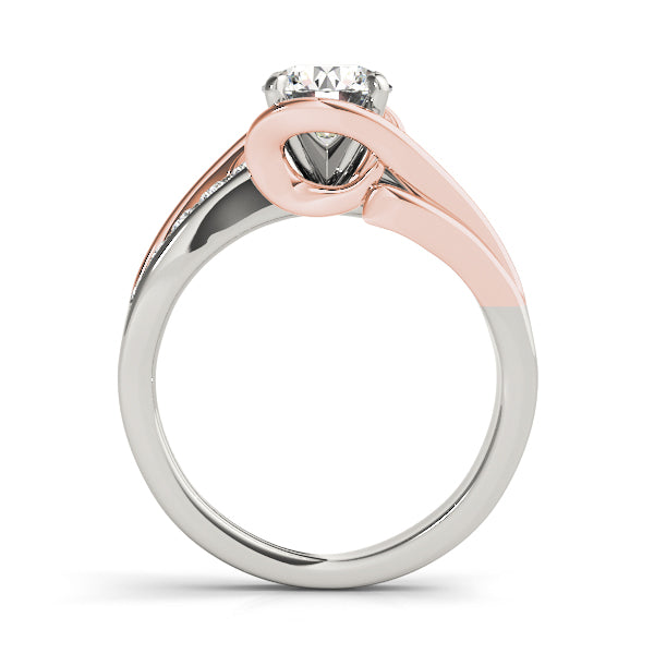 Refined Bypass Round Diamond Engagement Ring — 9K/18K Gold & Platinum