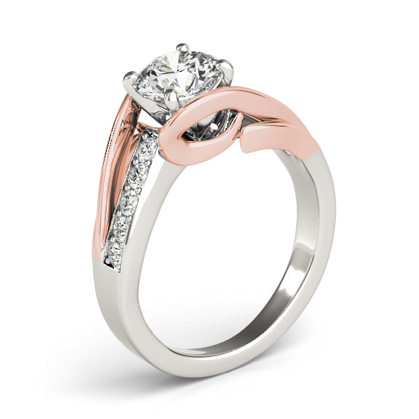 Refined Bypass Round Diamond Engagement Ring — 9K/18K Gold & Platinum