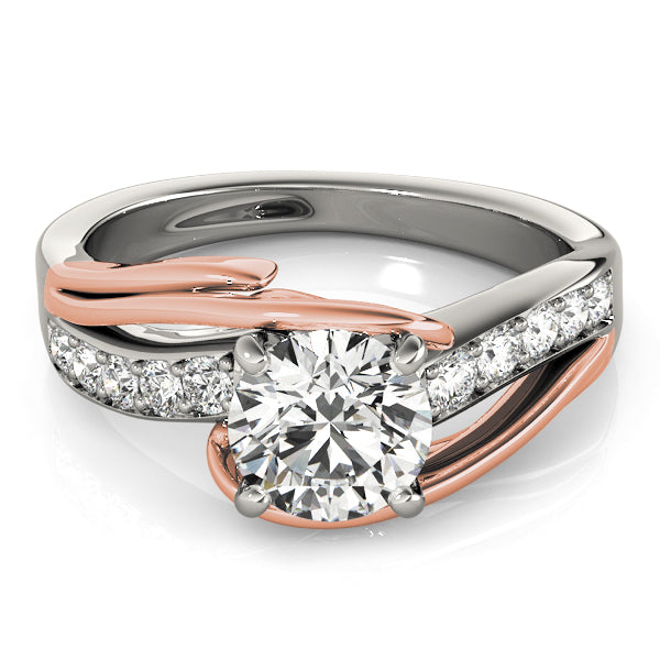 Refined Bypass Round Diamond Engagement Ring — 9K/18K Gold & Platinum