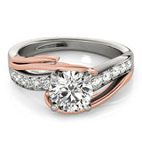 Refined Bypass Round Diamond Engagement Ring — 9K/18K Gold & Platinum
