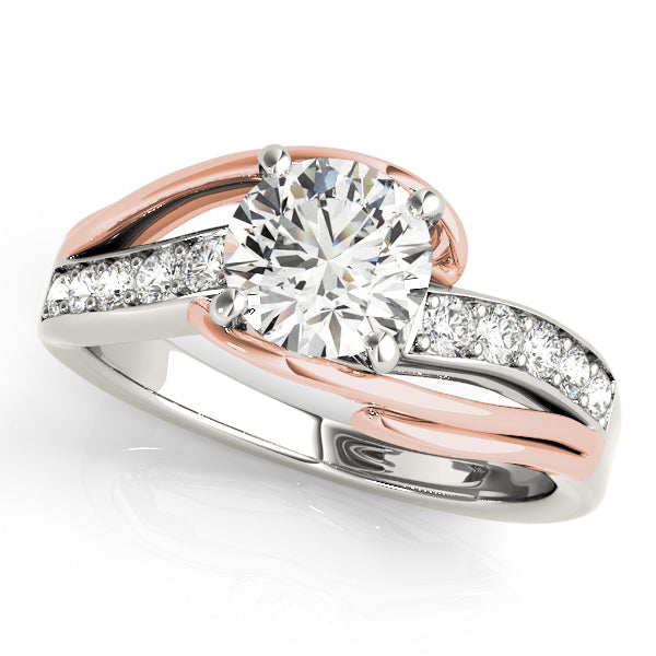 Refined Bypass Round Diamond Engagement Ring — 9K/18K Gold & Platinum
