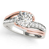 Refined Bypass Round Diamond Engagement Ring — 9K/18K Gold & Platinum
